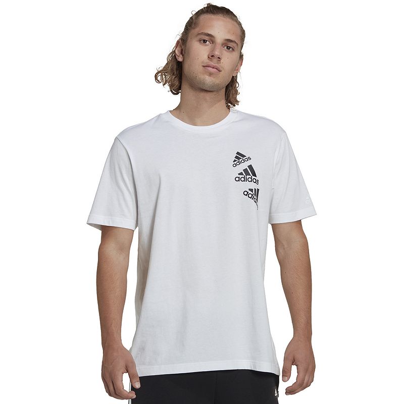 Mens adidas Essentials Brand Love Tee, Size: Small, White