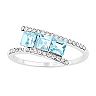 Brilliance Aqua & White Crystal Bypass Ring