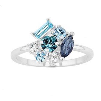 Brilliance Blue Crystal Cluster Ring
