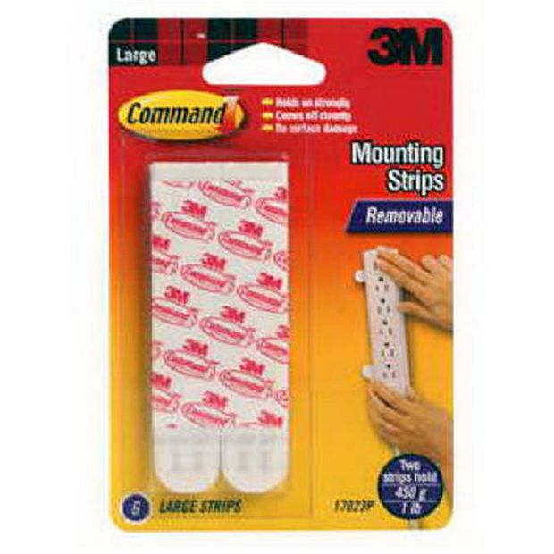 3M 17023P Command Large Mounting Strips- 6 Count