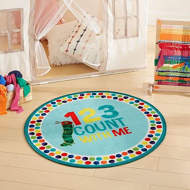 Eric Carle "The Very Hungry Caterpillar" Elementary 123 Count with Me Machine Washable Kids Area Rug