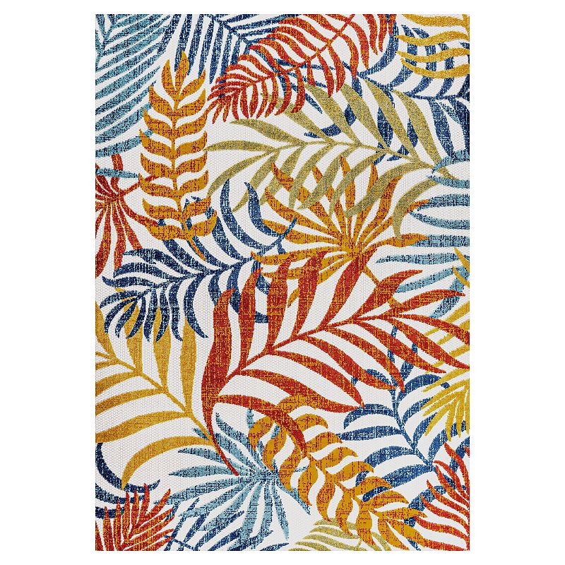 JONATHAN Y Tropics Palm Leaves Rug, Multicolor, 6Ft Rnd