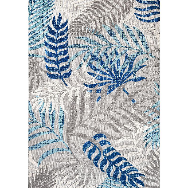JONATHAN Y Tropics Palm Leaves Rug, Grey, 6Ft Rnd