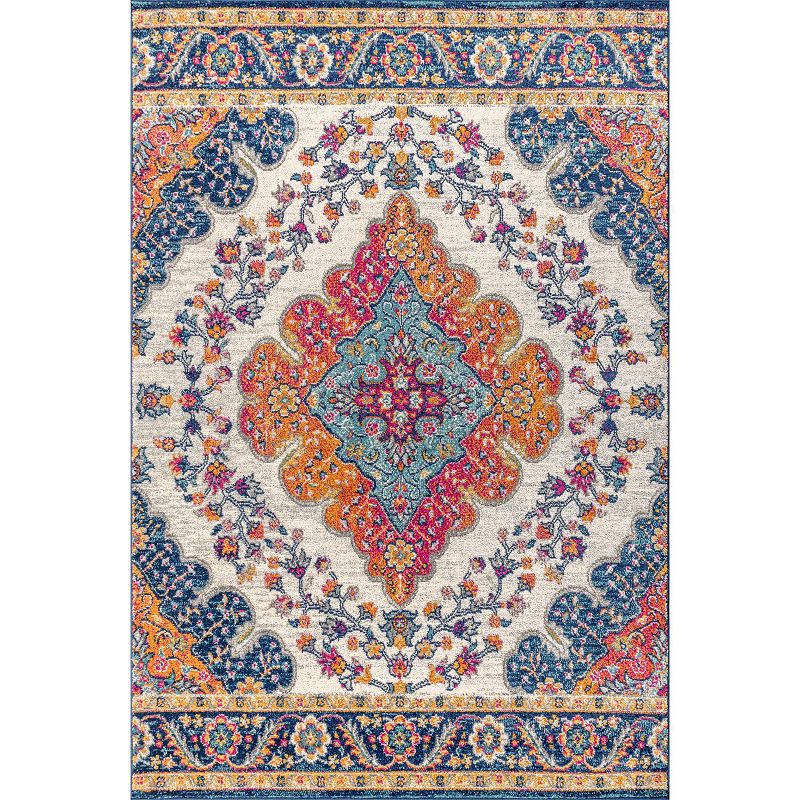 JONATHAN Y Bohemian Flair Boho Rug, Blue, 2X10 Ft
