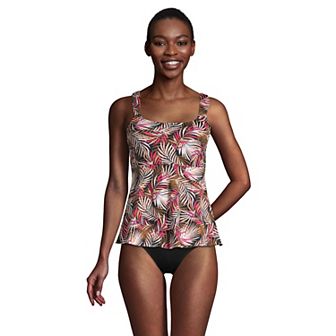 Women's Lands' End Masectomy Empire Waistband Comfort Strap Tankini Swim Top