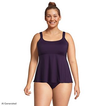 Plus Size Lands' End Flutter Empire Waist Comfort Strap Tankini Swimsuit Top