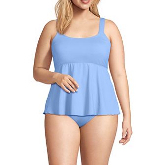 Plus Size Lands' End Flutter Empire Waist Comfort Strap Tankini Swimsuit Top