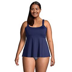 Lands' End Square Neck Tankini Top Underwired Blue Medallion NEW