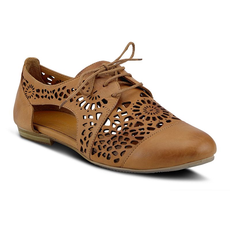 Spring Step Theone Women's Leather Lace-up Shoes, Size: 39, Camel