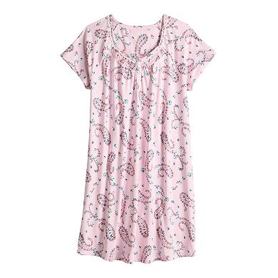Women's Croft & Barrow® Cozy Short Sleeve Smocked Nightgown