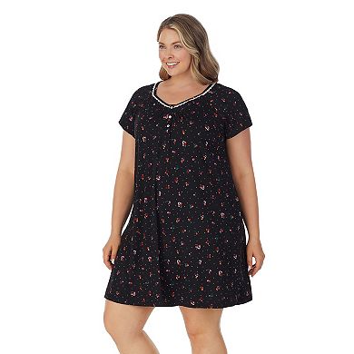 Plus Size Croft & Barrow® Cozy Short Sleeve Smocked Nightgown