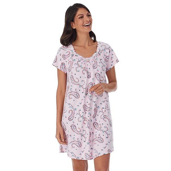 Petite Croft & Barrow® Cozy Short Sleeve Smocked Nightgown