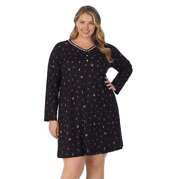 Plus Size Croft & Barrow® Cozy Long Sleeve Smocked Nightgown