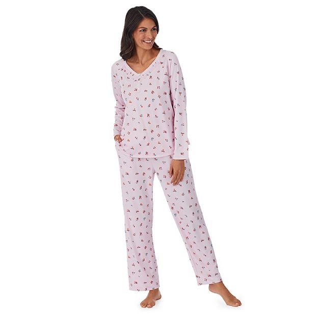 Women's Long-Sleeve Tee & Wide-Leg Pajama Pants Sleep Set