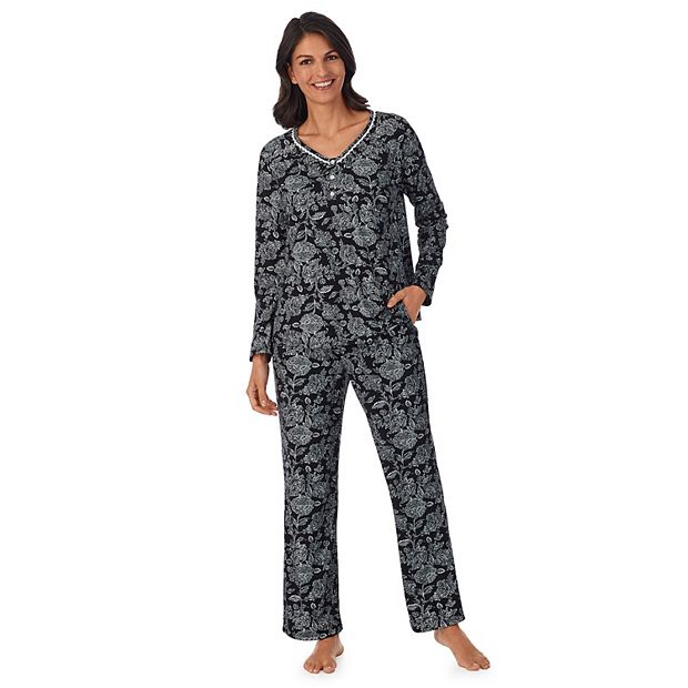 Women's Long-Sleeve Tee & Wide-Leg Pajama Pants Sleep Set
