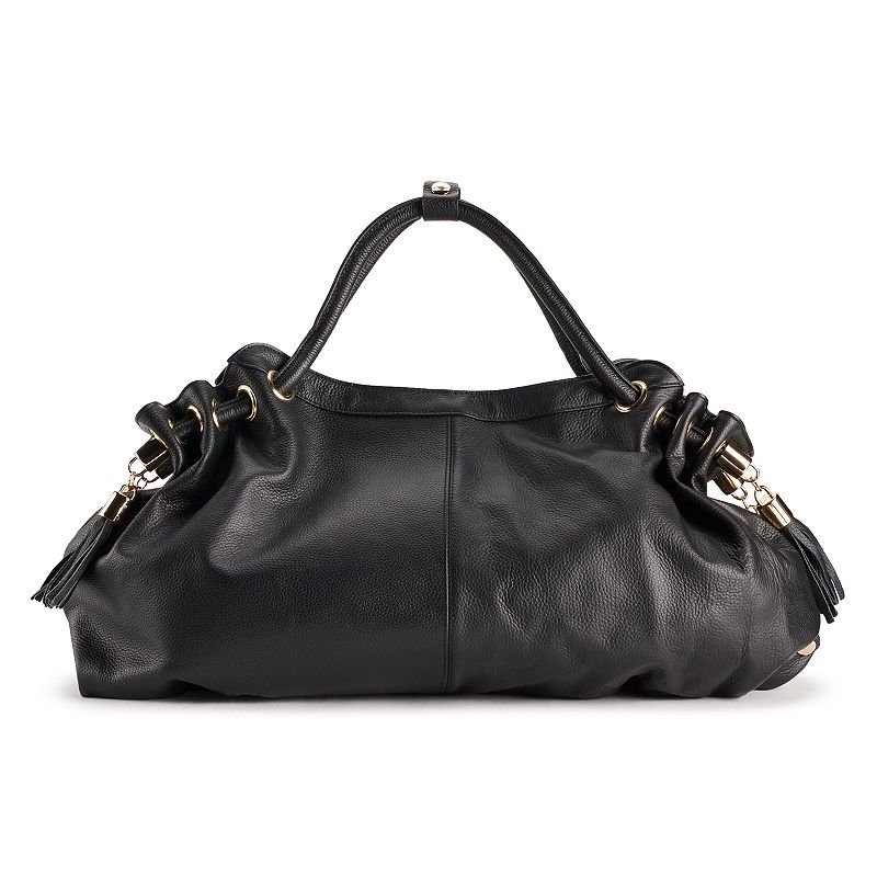 80696706 AmeriLeather Musette Leather Handbag, Black sku 80696706