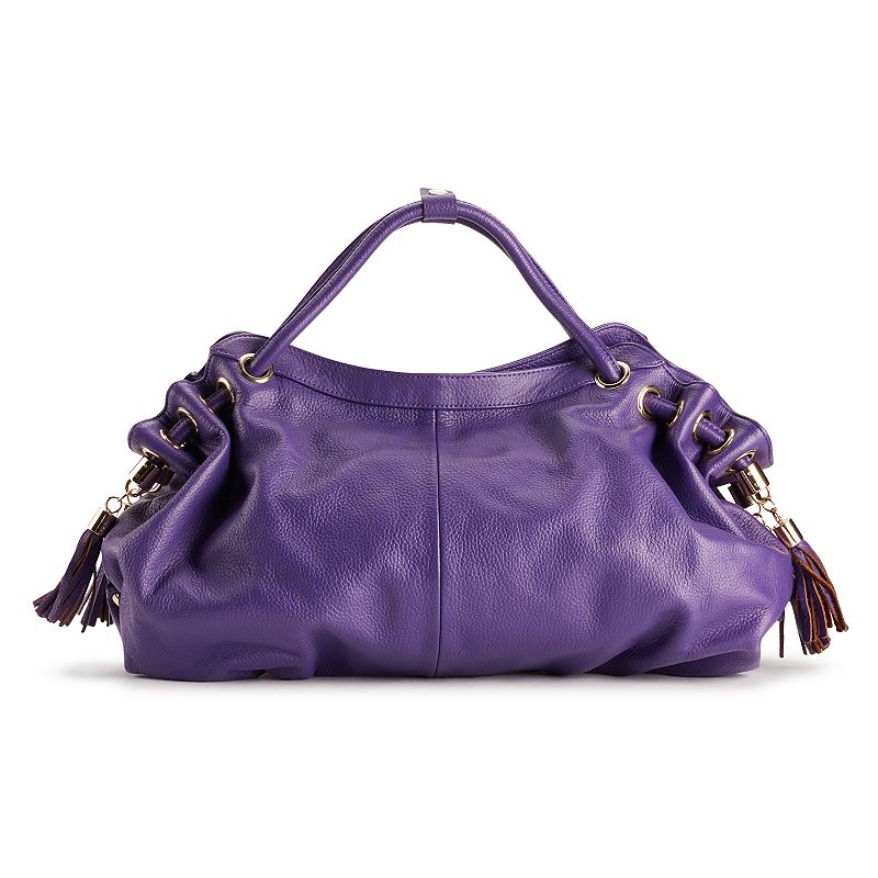 71198736 AmeriLeather Musette Leather Handbag, Purple sku 71198736