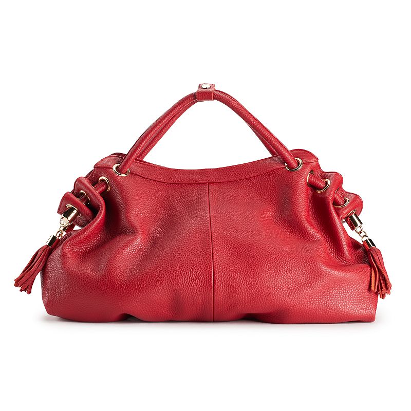 AmeriLeather Musette Leather Handbag, Red