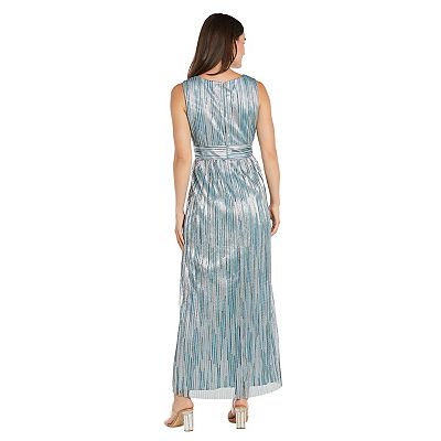 r&m richards womens chiffon beaded dress with jacket R&M Richards 7300 Long Mother Of Bride Formal Jacket Dress Silver / 14 main image 1