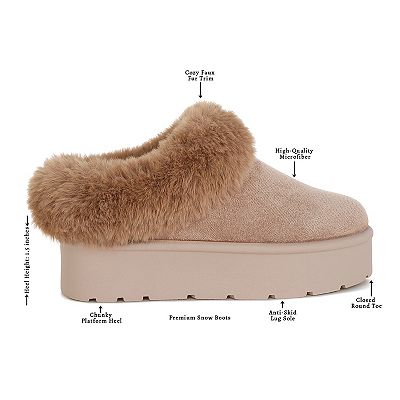 AMAZIDEAL Women's Suede Platform Ankle Boots - Fur Lined, Side Zipper, Round Toe, Warm Winter Snow Booties