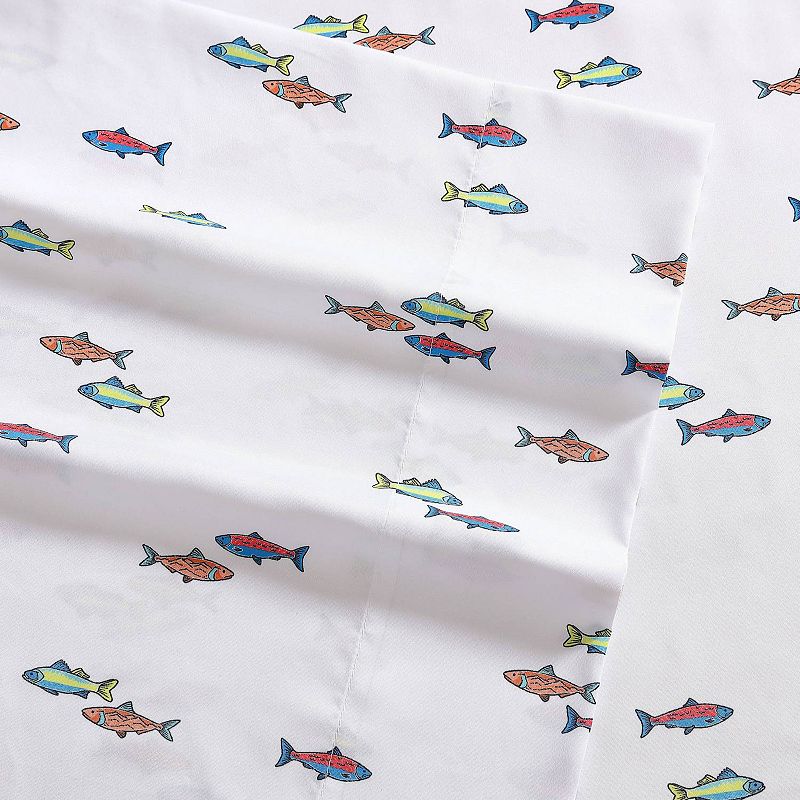 Eddie Bauer Kids Fish Lake Sheet Set with Pillowcases, White, TWINXL SET
