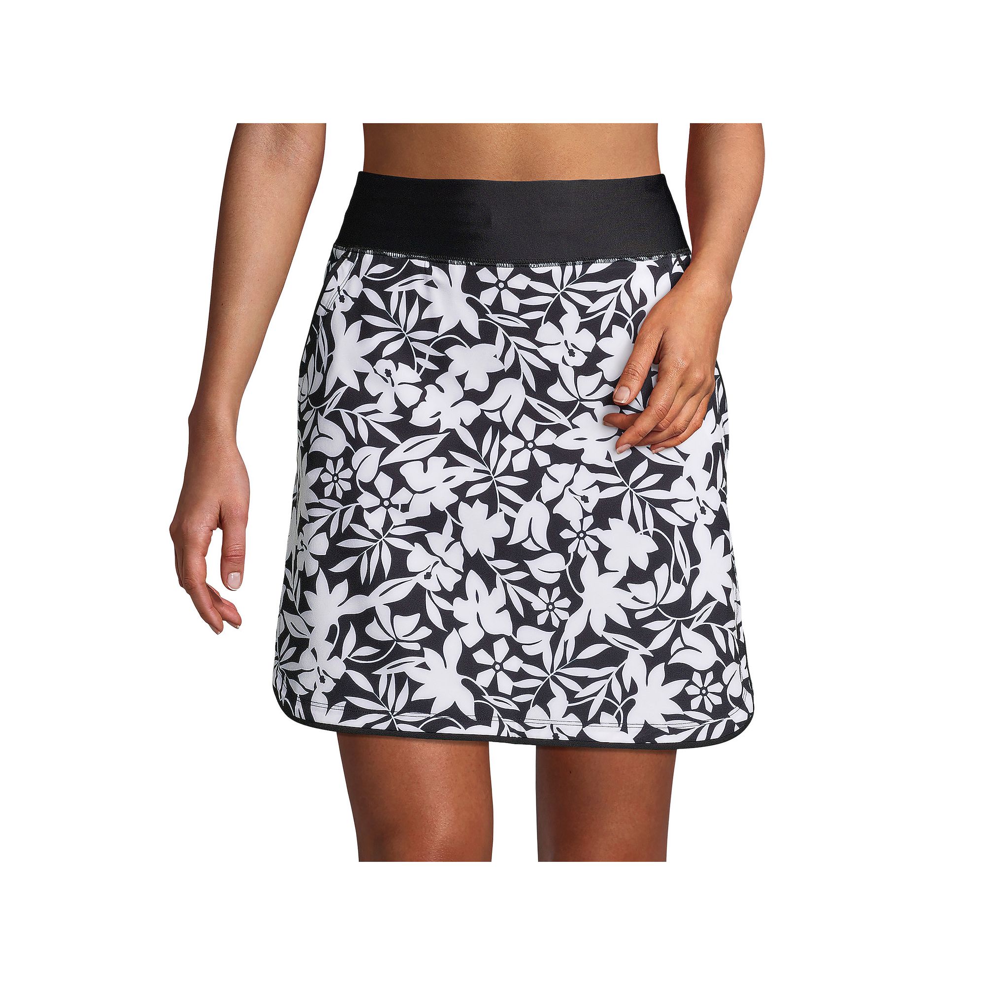 Womens Lands End Comfort Waist UPF 50 Swim Skirt, Size: 8 Petite, Black H