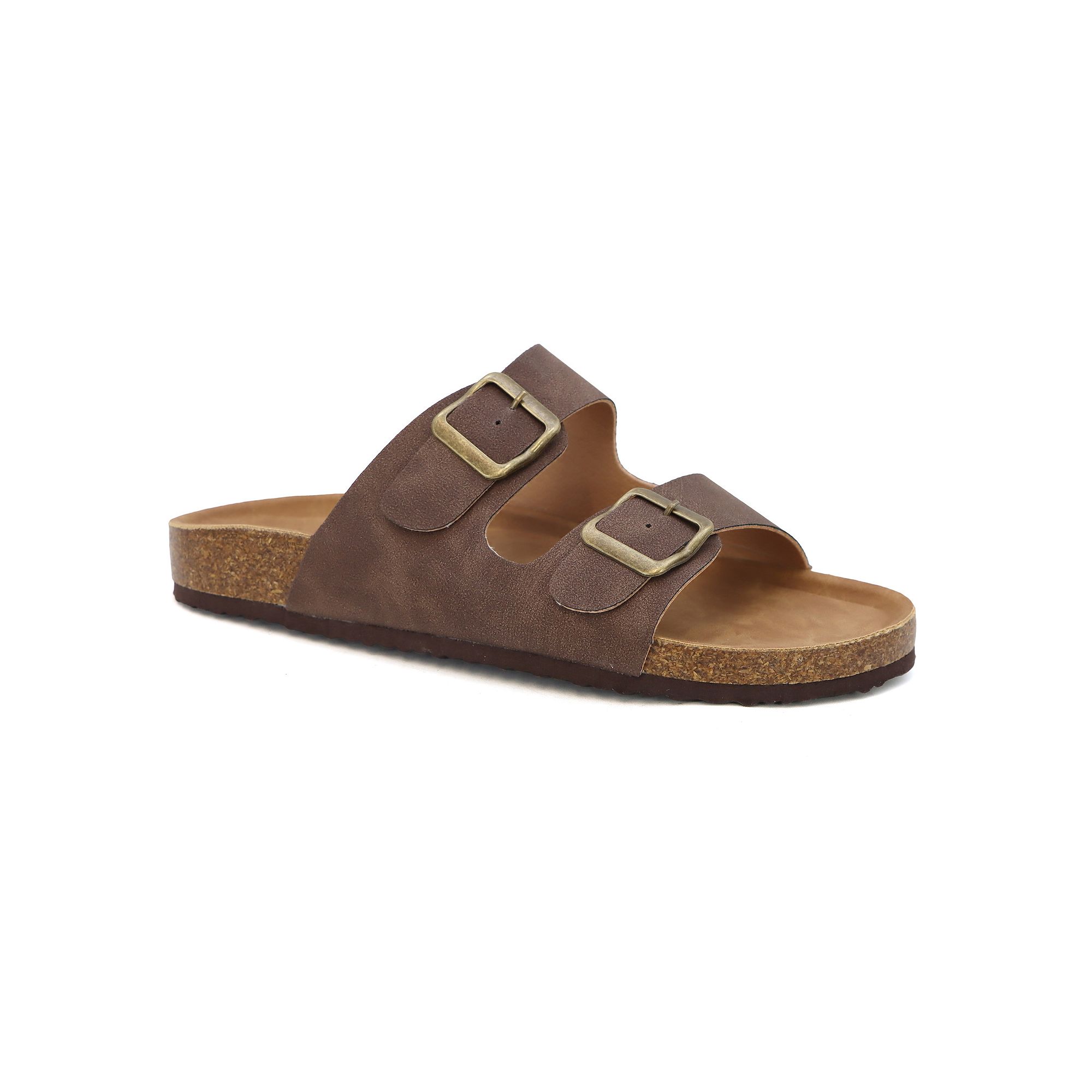 Yoki Gian 91 Womens Double Buckle Slide Sandals, Size: 6.5, Brown