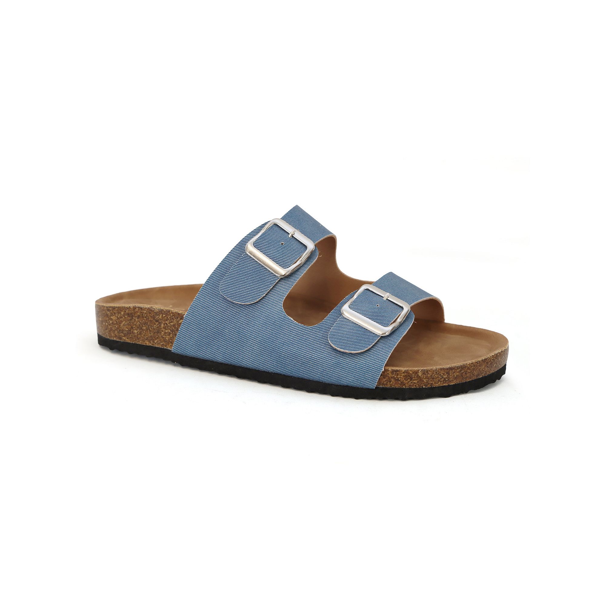 Yoki Gian 91 Womens Double Buckle Slide Sandals, Size: 6, Blue