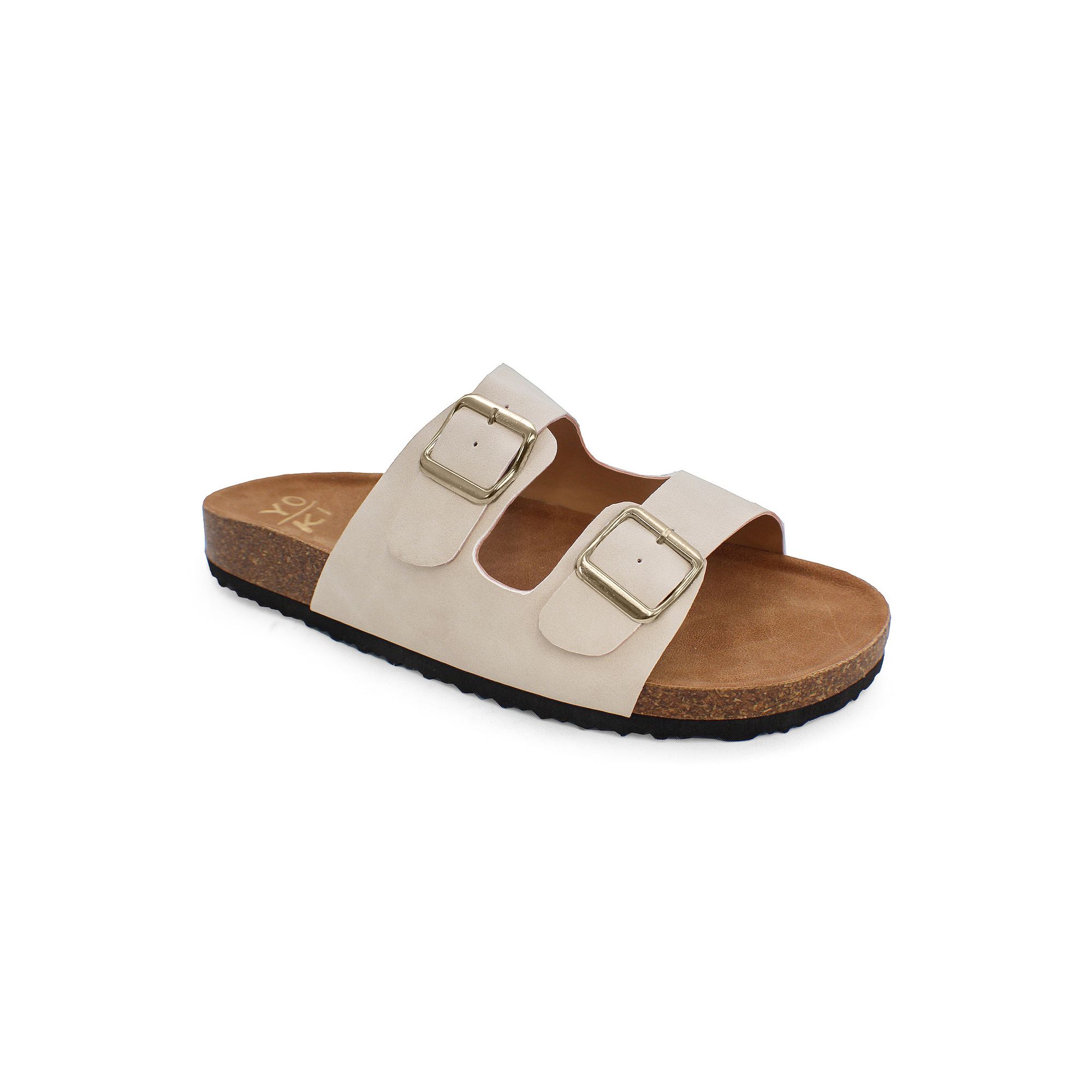 Yoki Gian 91 Womens Double Buckle Slide Sandals, Size: 6.5, Brown