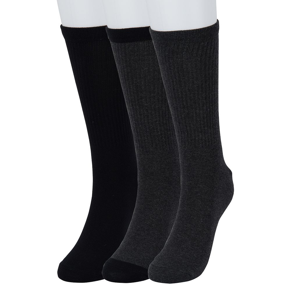 men's seamless toe cotton rib dress socks 3 pack Love Sock Company Men's Solid Socks, 3-Pack - Black/Light gray/Dark navy