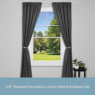 Kenney Chelsea 5/8” Decorative Curtain Rod & Holdback Set