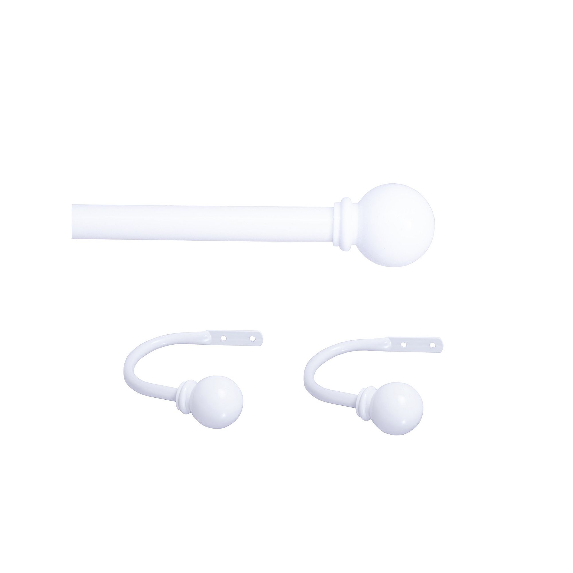 Kenney Chelsea 5/8” Decorative Curtain Rod & Holdback Set, White