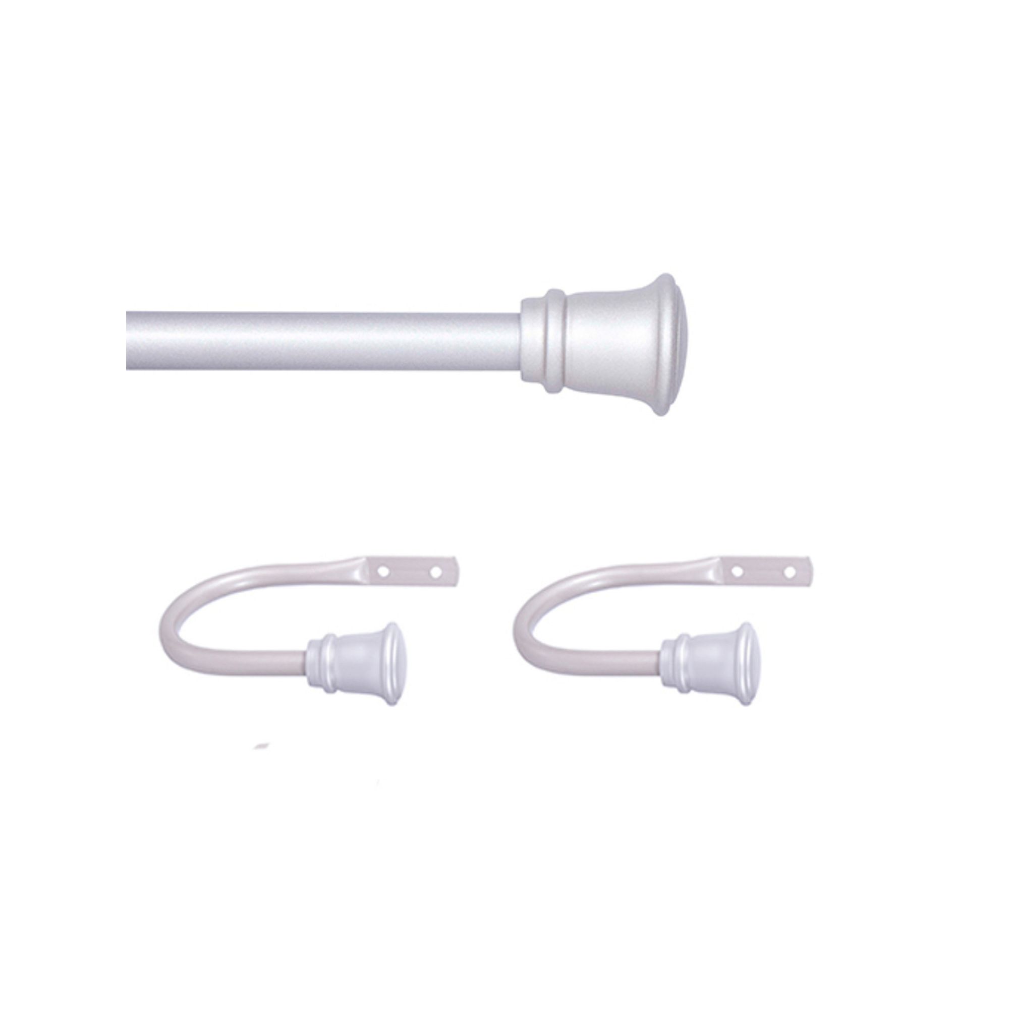 Kenney Trumpet 5/8” Decorative Curtain Rod & Holdback Set, Satin Nickel