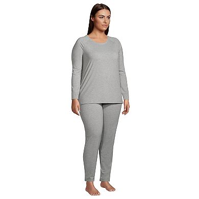 Plus Size Lands' End Long Sleeve Pajama Top and Slim Leg Pajama Pants Sleep Set