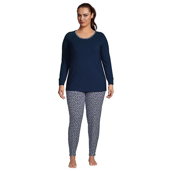 Plus Size Lands' End Long Sleeve Pajama Top and Slim Leg Pajama Pants