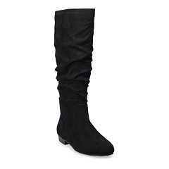 Womens black leather hot sale slouch boots