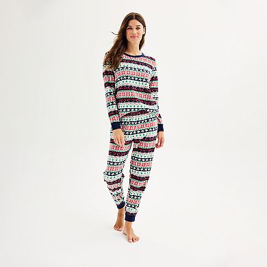 Women's Jammies For Your Families® Christmas Morning Fairisle Top & Fleece Bottoms Pajama Set