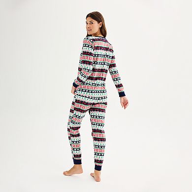 Women's Jammies For Your Families® Christmas Morning Fairisle Top & Fleece Bottoms Pajama Set