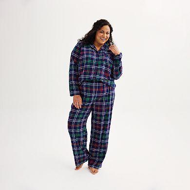 Plus Size Jammies For Your Families® Christmas Morning Plaid Flannel Top & Bottoms Pajama Set