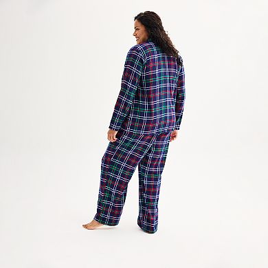 Plus Size Jammies For Your Families® Christmas Morning Plaid Flannel Top & Bottoms Pajama Set
