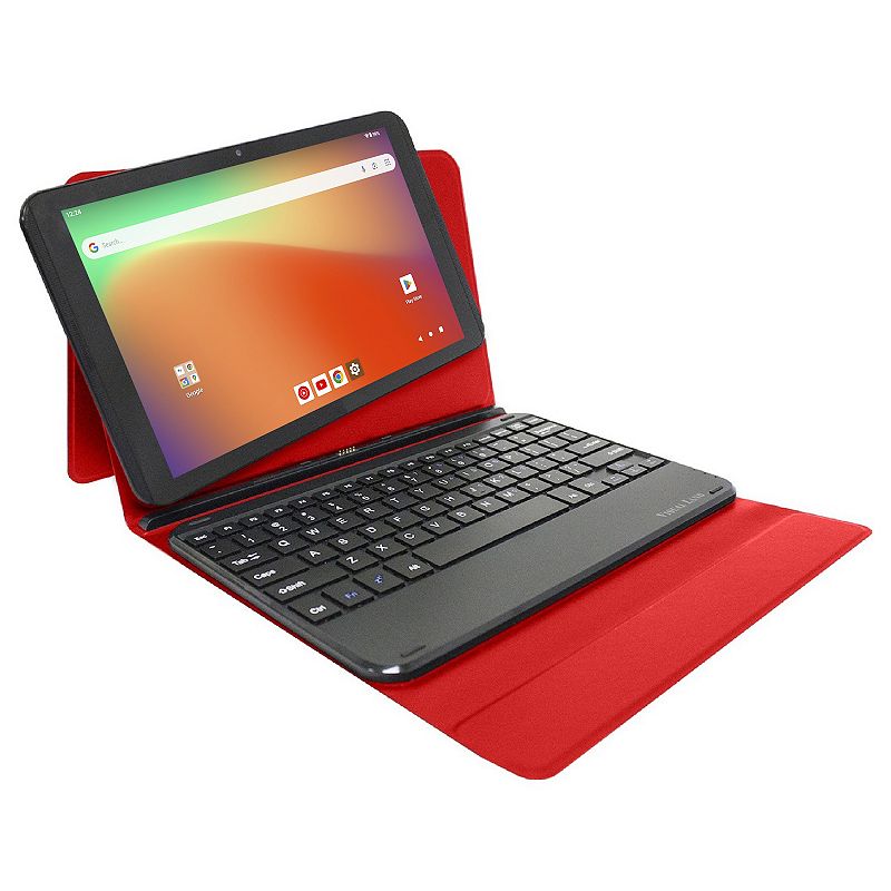 Visual Land Prestige Elite 10.1" 64GB Android 13 Quad-Core Tablet w/ Keyboard, Red