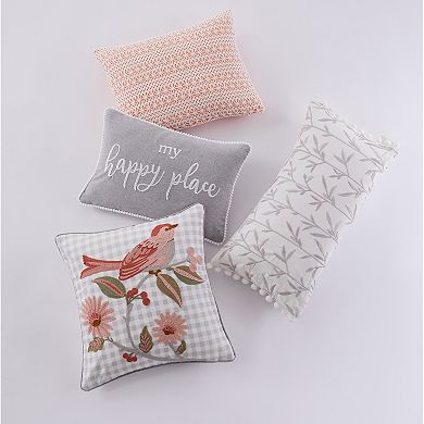Levtex Home Pippa Embroidered Leaves Pom Pillow