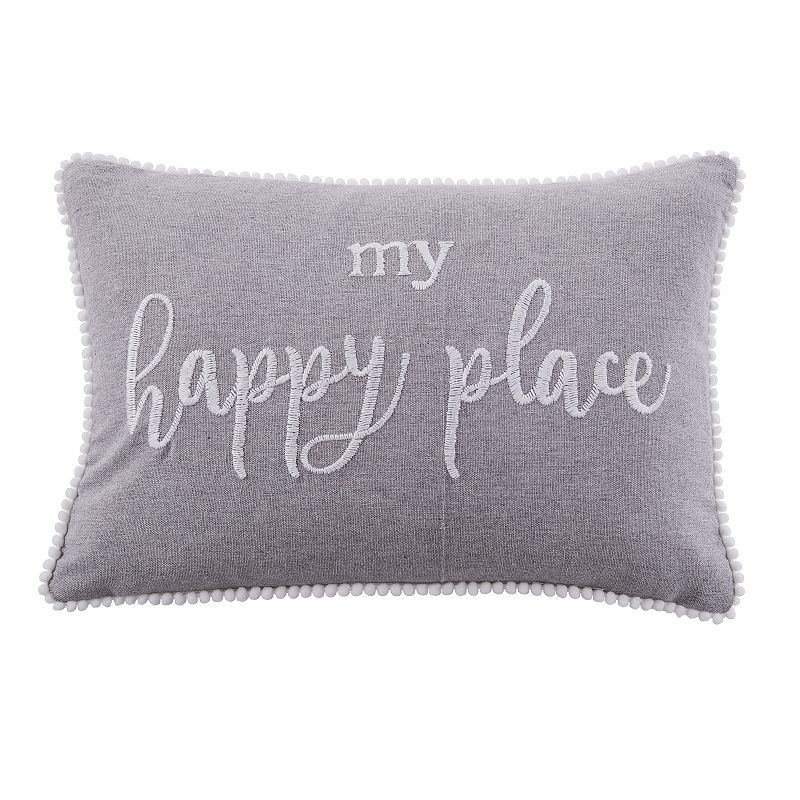 49063381 Levtex Home Pippa Happy Place Pillow, Grey, Fits A sku 49063381