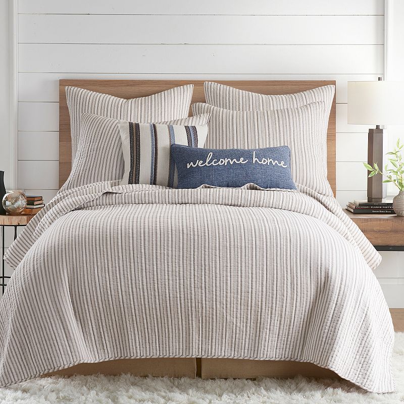 60987795 Levtex Home Tobago Stripe Taupe Quilt Set with Sha sku 60987795