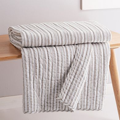 Levtex Home Tobago Stripe Taupe Quilted Throw