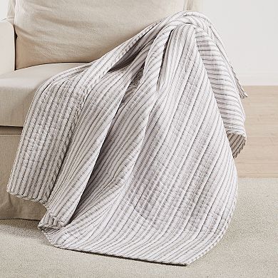 Levtex Home Tobago Stripe Taupe Quilted Throw
