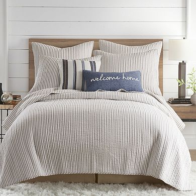 Levtex Home Tobago Stripe Taupe 2-pack Euro Sham Set