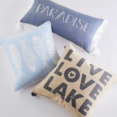 Levtex Home Blue Sea Fish Embroidered Pillow