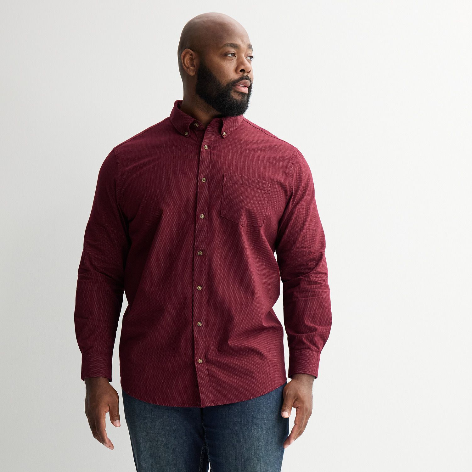 Мужская рубашка Sonoma Goods For Life Perfect Length больших размеров, цвет: Винный — фото 1