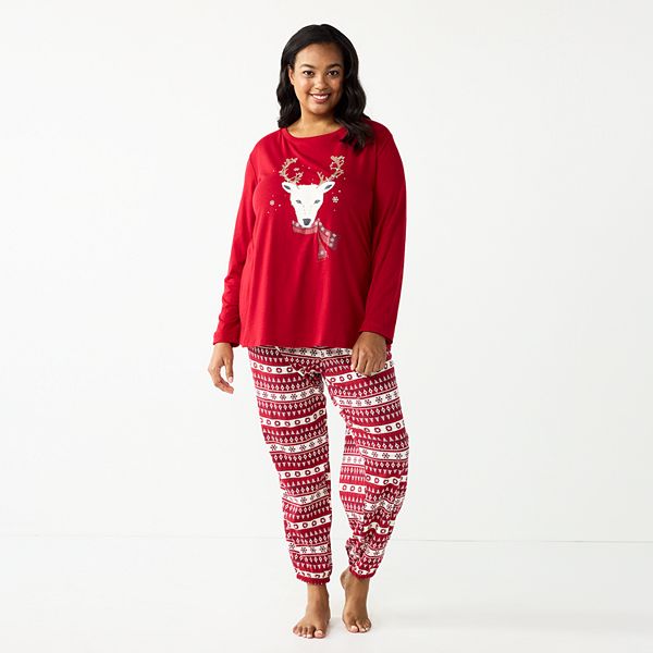 Plus Size Jammies For Your Families® Christmas Spirit Top & Pants